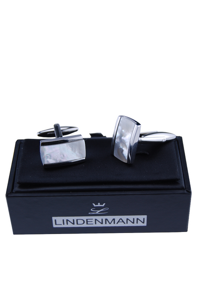 Manschettenknöpfe, rechteckig, weiß, Perlmutt