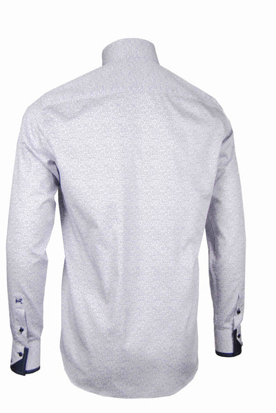 Premium Herrenhemd, weiß mit floralem Muster in blau, Stehkragen, 100% Baumwolle — Ansicht 2