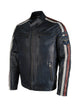 Giorgio Capone Herren-Sommer-Lederjacke, Racing, weiches Lamm Nappa, dunkelblau — Ansicht 1 in dunkelblau