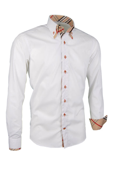 Herrenhemd, Giorgio Capone, weiß, mit gestreiften Design-Elementen, 100% Baumwolle, bügelfrei