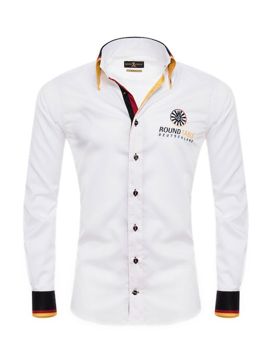Herrenhemd, Giorgio Capone, Deutschland-Round Table-Spezial, weiß, schwarz-rot-gold Akzente, 100% Baumwolle, bügelfrei — schwarz-rot-gold Akzente | Giorgio Capone Premium Mode