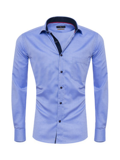 Herrenhemd, Giorgio Capone, hellblau, dunkelblau-rote Akzente, Größe S, Slim Fit, 100% Baumwolle — reduziert | Giorgio Capone Sale