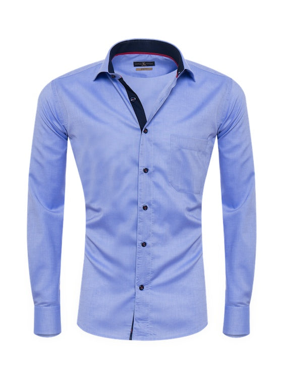 Herrenhemd, Giorgio Capone, hellblau, dunkelblau-rote Akzente, Größe S, Slim Fit, 100% Baumwolle — dunkelblau-rote Akzente | Giorgio Capone Premium Mode