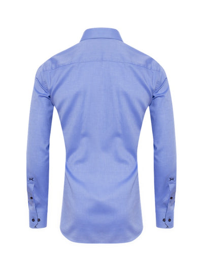 Herrenhemd, Giorgio Capone, hellblau, dunkelblau-rote Akzente, Größe S, Slim Fit, 100% Baumwolle Rückansicht — Giorgio Capone Premium Herrenmode