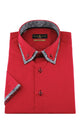 Kurzarm-Herrenhemd, Giorgio Capone, rot, schwarz-weiße Akzente, Doppelkragen, Slim Fit, 100% Baumwolle — Ansicht 3 in schwarz-weiße Akzente