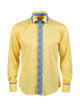 Herrenhemd, Giorgio Capone, Spezial, gelb, blau-gelbe Design-Akzente, French Cuff, Größe XL, 100% Baumwolle — Ansicht 1 in blau-gelbe Design-Akzente