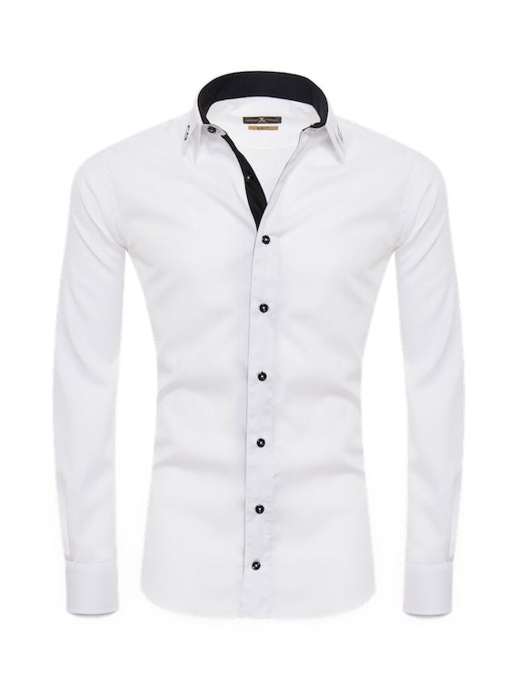 Herrenhemd, Giorgio Capone Spezial, weiß, schwarze GC Akzente, 100% Baumwolle — schwarze GC Akzente | Giorgio Capone Premium Mode