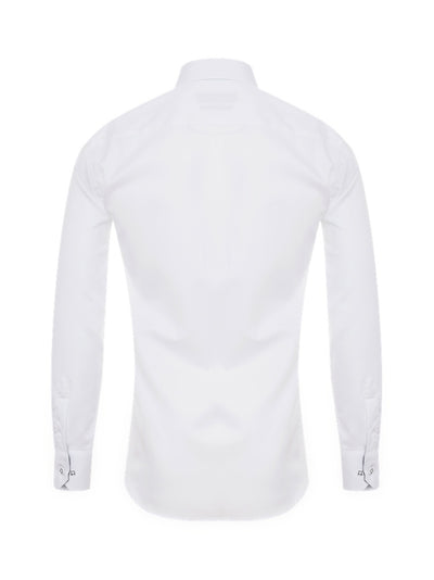 Herrenhemd, Giorgio Capone Spezial, weiß, schwarze GC Akzente, 100% Baumwolle Rückansicht — Giorgio Capone Premium Herrenmode