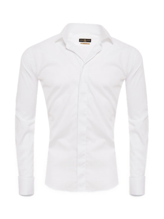 Herrenhemd, Giorgio Capone, weiß, French Cuff, Slim Fit, 100% Baumwolle, bügelfrei — weiß | Giorgio Capone Premium Mode
