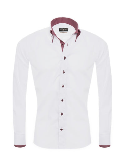 Herrenhemd, Giorgio Capone, weiß, rote Akzente, Slim Fit, Größe XXL, 100% Baumwolle, bügelfrei — reduziert | Giorgio Capone Sale