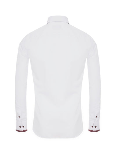 Herrenhemd, Giorgio Capone, weiß, rote Akzente, Slim Fit, Größe XXL, 100% Baumwolle, bügelfrei Rückansicht — Giorgio Capone Premium Herrenmode