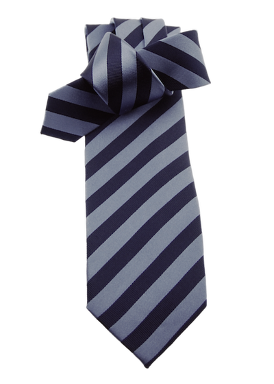 Krawatte, hellblau & dunkelblau gestreift, 100% Seide