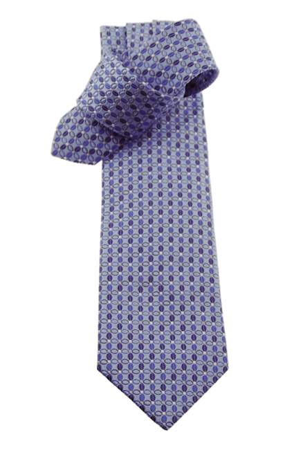 Krawatte, hellblau mit Ovalen in Blau und Dunkelblau, 100% Seide