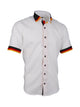 Kurzarm-Herrenhemd, Giorgio Capone, WM2026-Spezial, weiß, schwarz-rot-gold Akzente, Slim Fit, 100% Baumwolle, bügelfrei — Ansicht 1 in schwarz-rot-gold Akzente