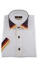 Kurzarm-Herrenhemd, Giorgio Capone, WM2026-Spezial, weiß, schwarz-rot-gold Akzente, Slim Fit, 100% Baumwolle, bügelfrei — Ansicht 3 in schwarz-rot-gold Akzente