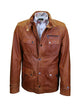 Lederjacke, Giorgio Capone, Lamm, Hochgestellter Kragen Cognac — Ansicht 1 in Hochgestellter Kragen Cognac
