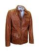 Lederjacke, Giorgio Capone, Lamm, Hochgestellter Kragen Cognac — Ansicht 3 in Hochgestellter Kragen Cognac