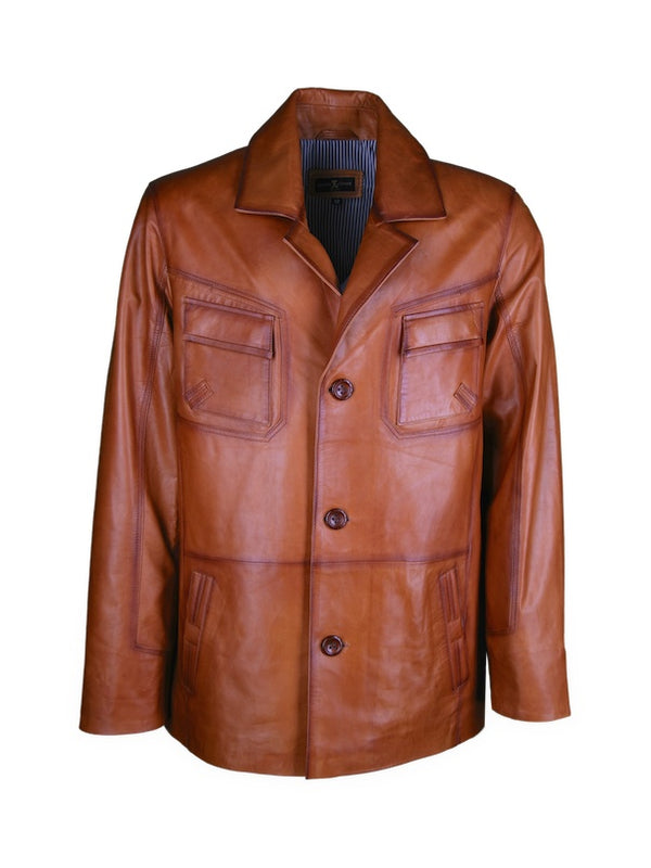 Lederjacke, Giorgio Capone, Lamm, Kragen flach, Cognac — Cognac | Giorgio Capone Premium Lederjacke