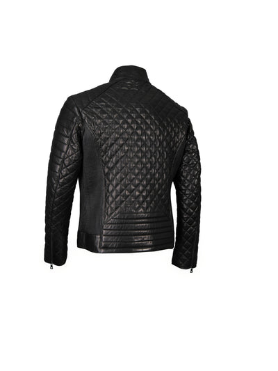 Lederjacke, Giorgio Capone, Lamm, schwarz Rückansicht — Giorgio Capone Premium Herrenmode