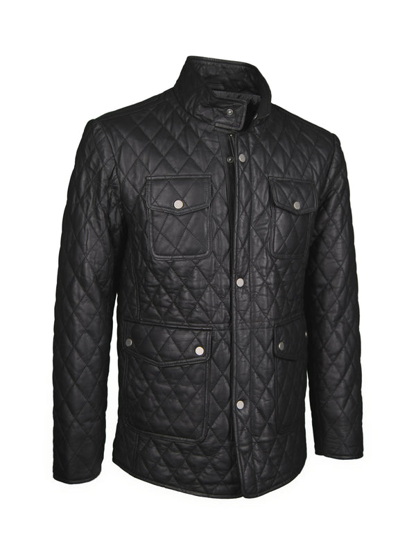 Lederjacke, Giorgio Capone, Lamm, schwarz, gesteppt — schwarz | Giorgio Capone Premium Lederjacke