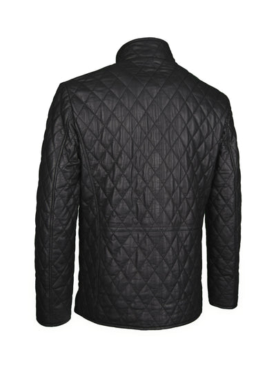 Lederjacke, Giorgio Capone, Lamm, schwarz, gesteppt Rückansicht — Giorgio Capone Premium Herrenmode