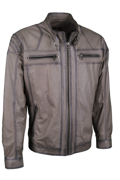 Lederjacke, Lamm, Ice, mit geschwärzten Kanten