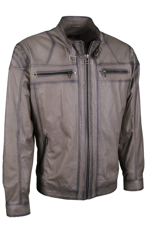 Lederjacke, Lamm, Ice, mit geschwärzten Kanten