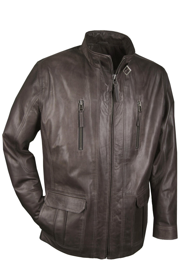 Lederjacke, Lamm, Classic-Anthrazit