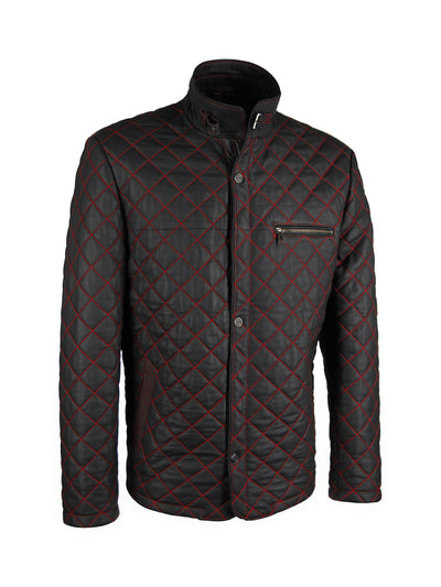 Lederjacke, Lamm Nappa, Übergangsjacke, schwarz mit roten Nähten — reduziert | Giorgio Capone Sale