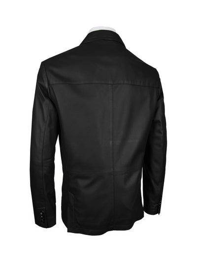 Lederjackett, Lamm, Schwarz Rückansicht — Giorgio Capone Premium Herrenmode