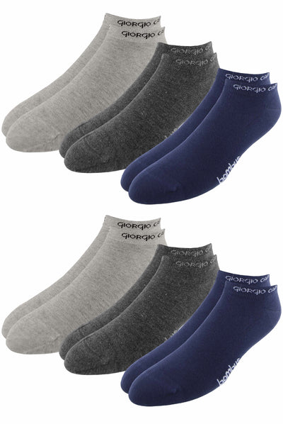 6er Pack Premium Sneaker Bambus-Socken, hellgrau, anthrazit und dunkel-blau