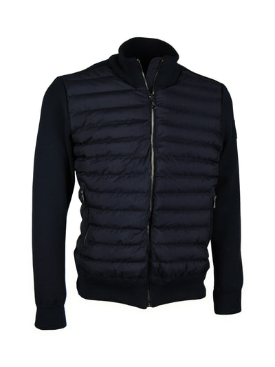 Premium Sweatjacke - eine Hybridjacke aus Strick und Stepp, dunkelblau — reduziert | Giorgio Capone Sale