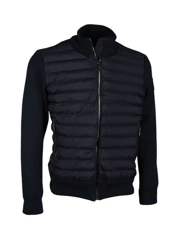 Premium Sweatjacke - eine Hybridjacke aus Strick und Stepp, dunkelblau — dunkelblau | Giorgio Capone Premium Lederjacke
